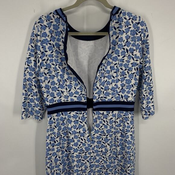 Draper James Persley Ponte Dress Size Medium Nassau Navy Blue Pattern A line - Picture 6 of 12